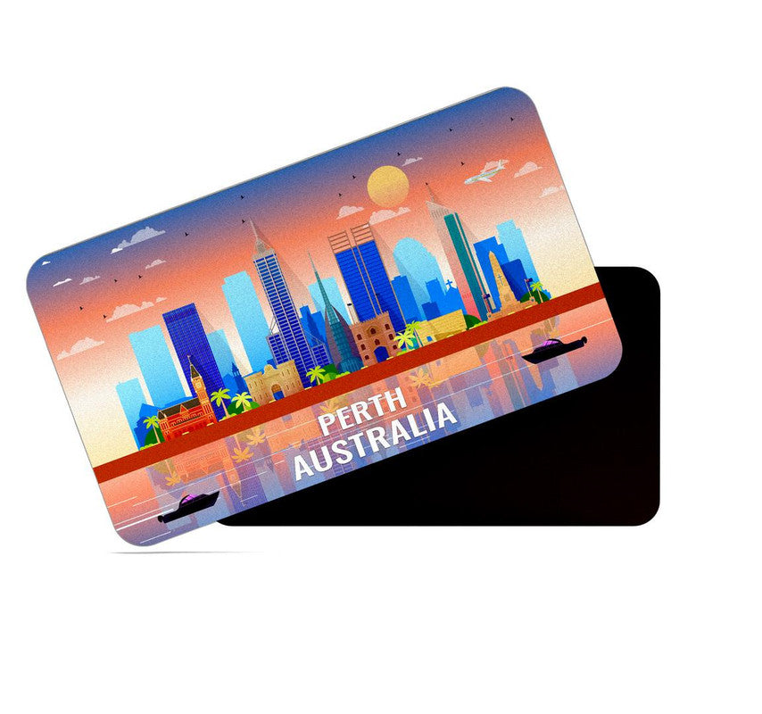 dhcrafts Rectangular Rubber Fridge Magnet / Magnetic Card Multicolor Australia Perth Design Pack of 1 (8.6cm x 5.4cm)